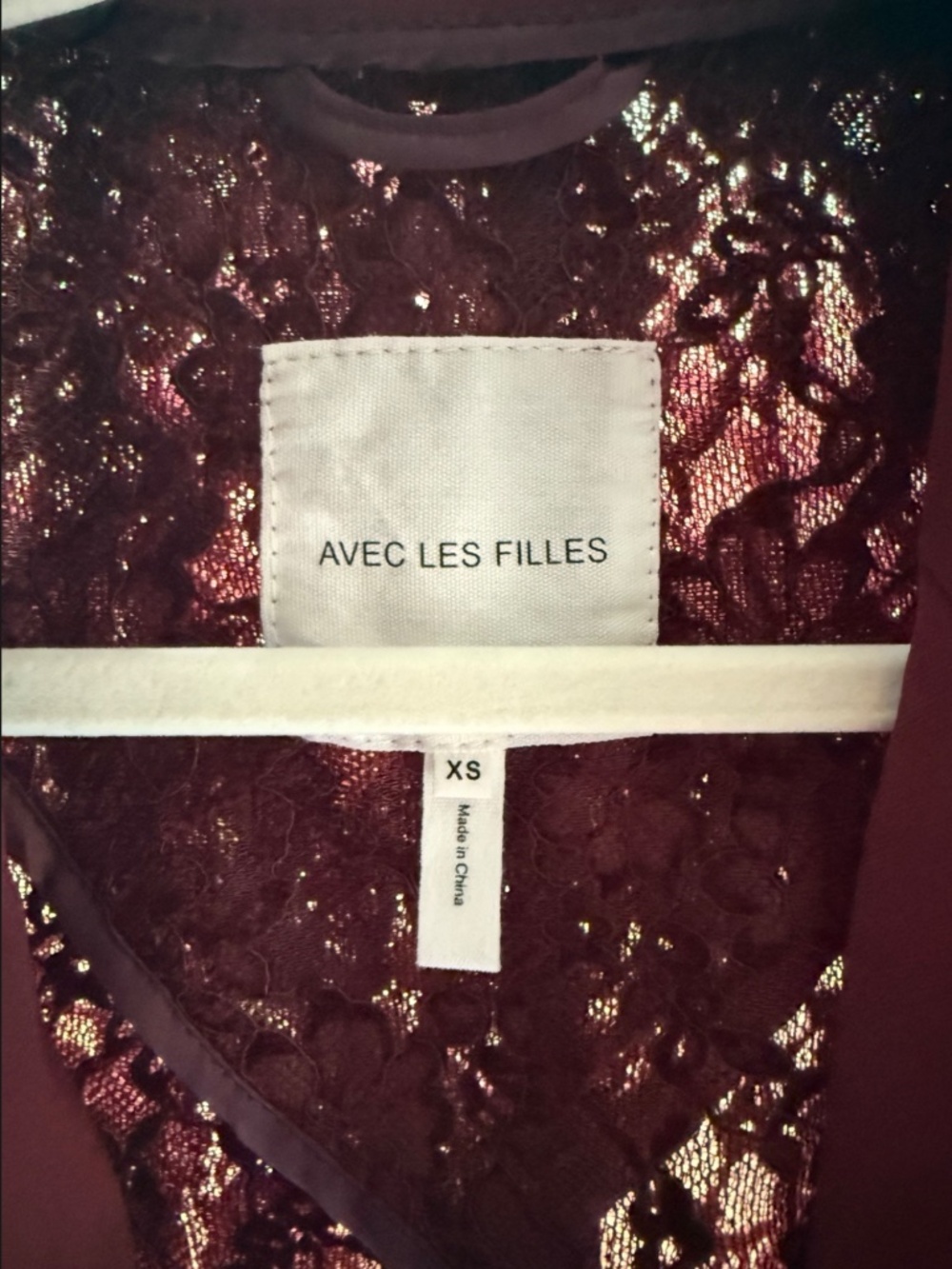 NWT Avec Les Filles Burgundy Lace Tuxedo Blazer XS - Picture 3 of 8